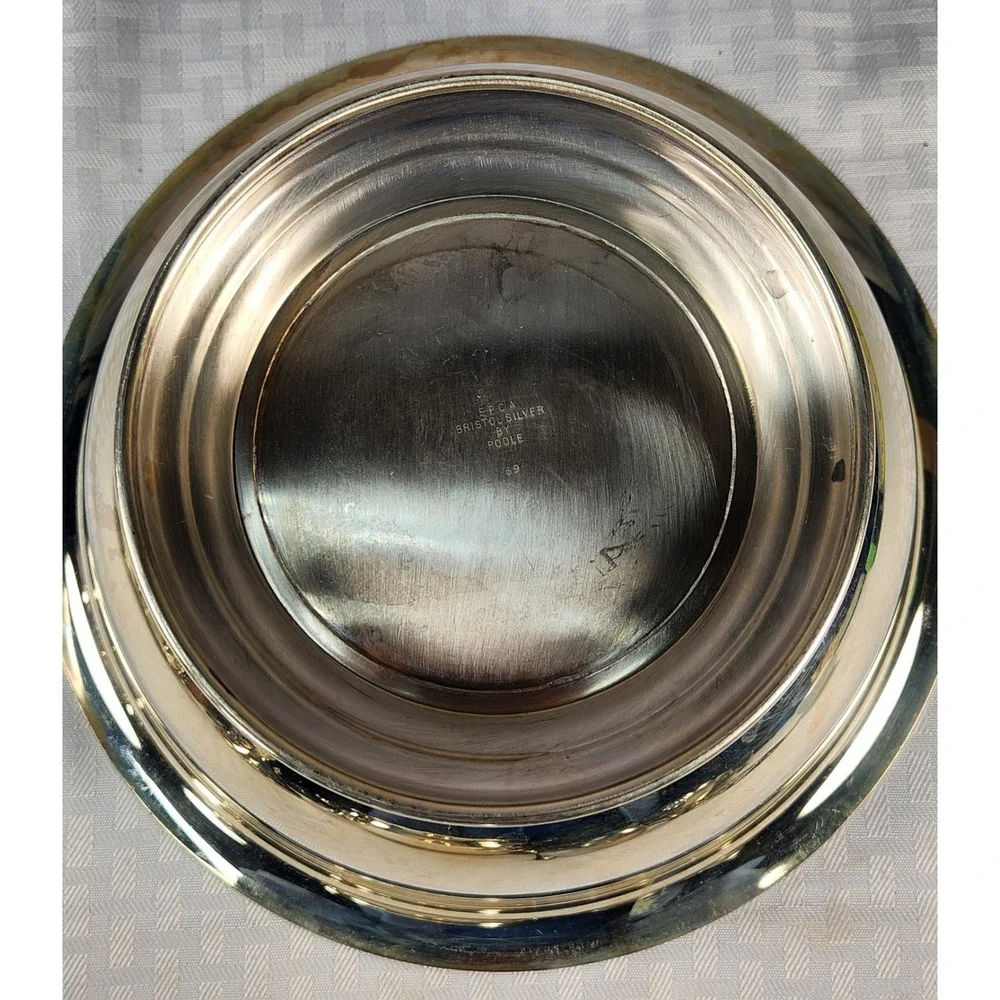 EPCA Bristol Silverplate Serving Bowl by Poole Antique Tarnished Decor